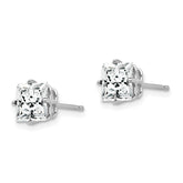 14k White Gold 6mm PrinceSterling Silver Cut Cubic Zirconia Earrings